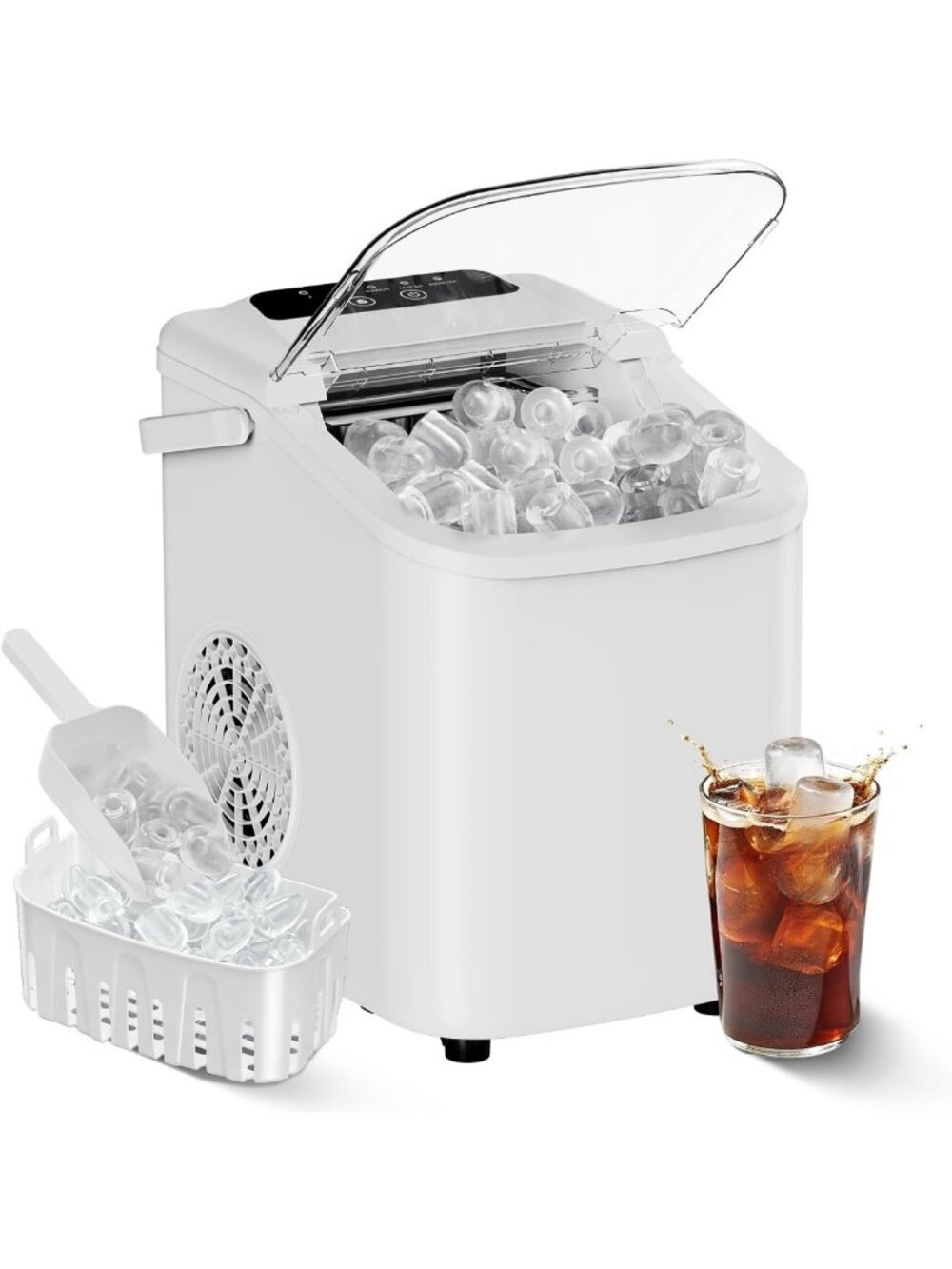 Portable Self-Cleaning Countertop Ice Maker Machine - Fast Ice Production